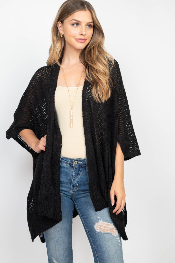 CROCHET MESH KIMONO CARDIGAN