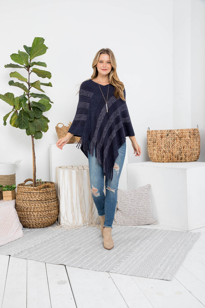 LONG PLAID TURTLE KNECK PONCHO