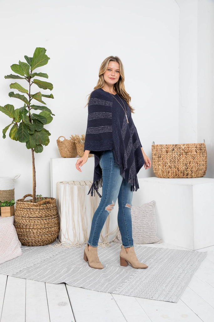LONG PLAID TURTLE KNECK PONCHO