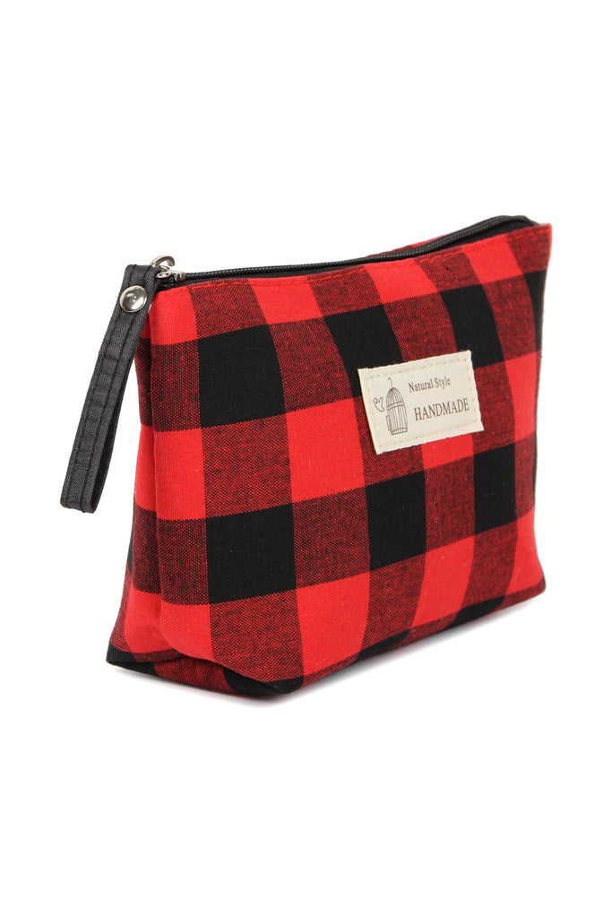 PLAID DESIGN COSMETIC BAG