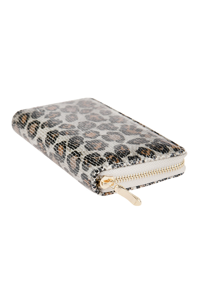HDG2684 - LEOPARD PRINTED LEATHER SINGLE ZIPPER WALLET