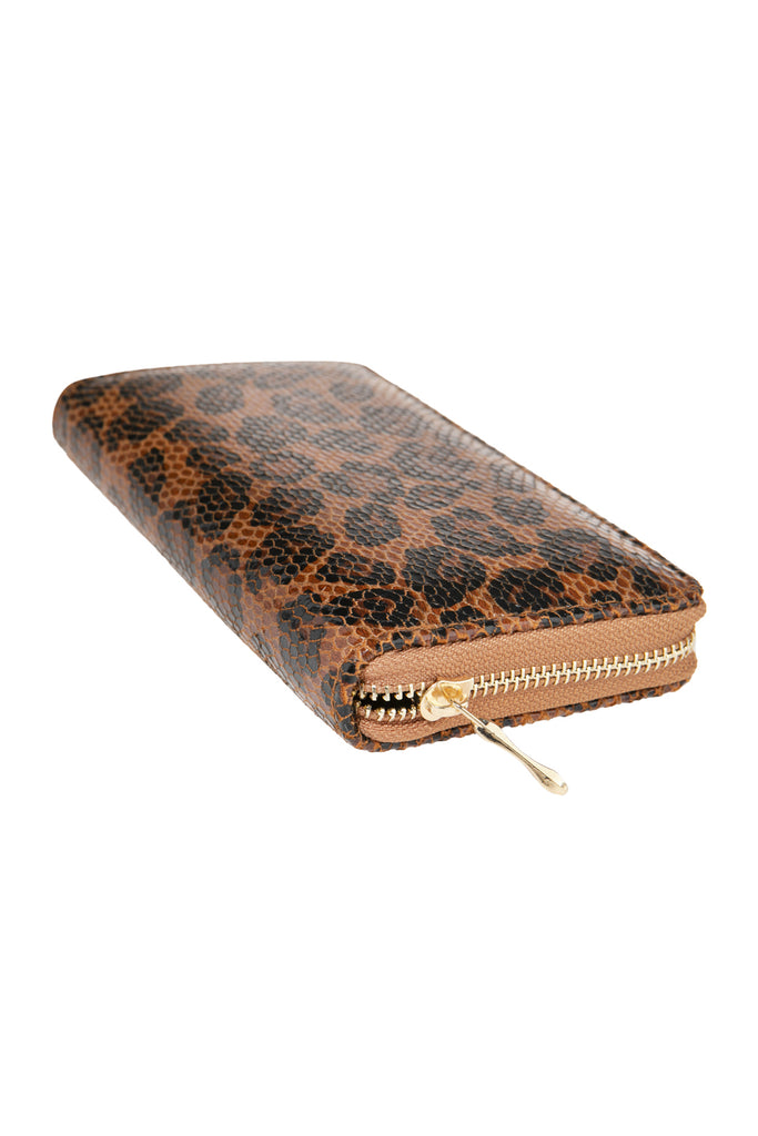 HDG2684 - LEOPARD PRINTED LEATHER SINGLE ZIPPER WALLET