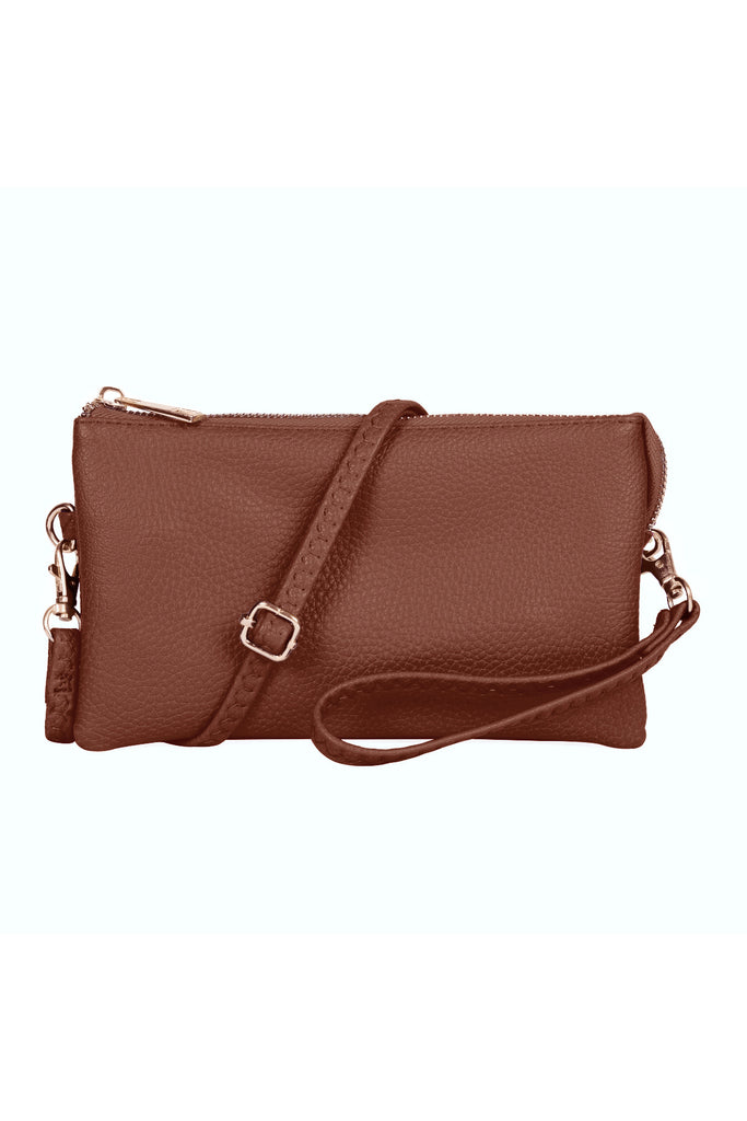LEATHER CROSSBODY BAG WITH WRISTLET