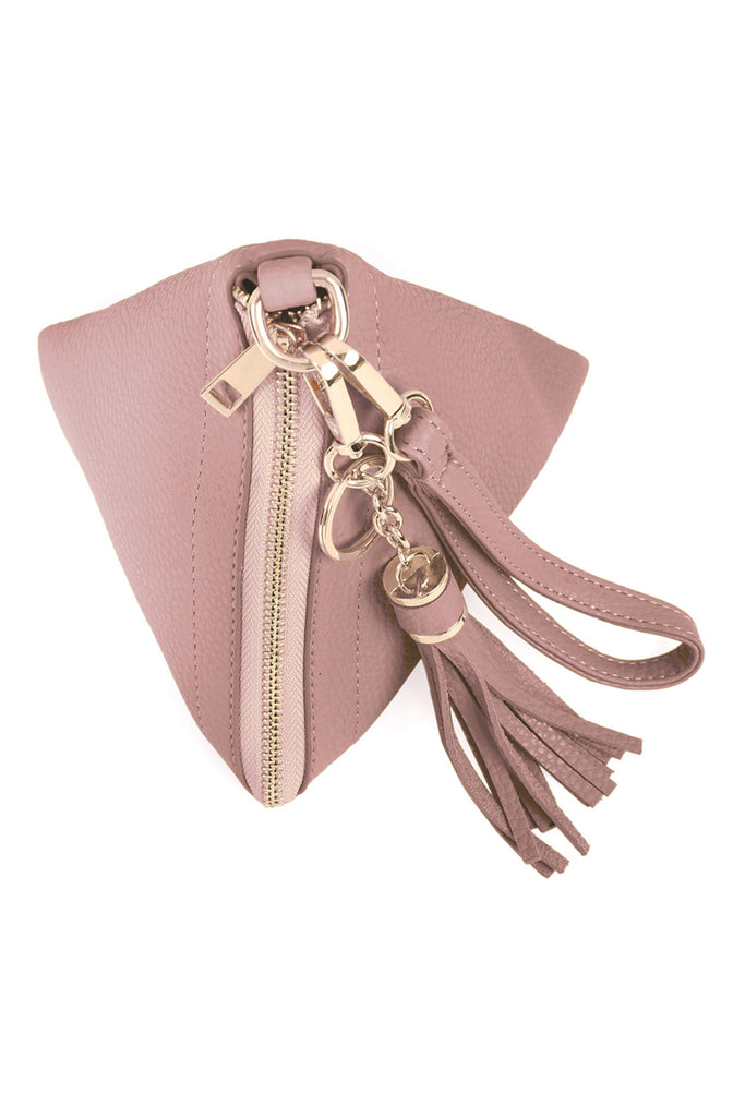 PYRAMID SHAPED LEATHER WRISTLET BAG