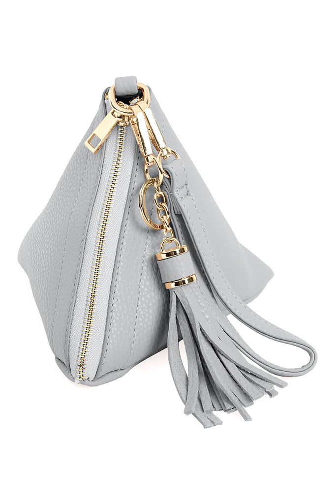 PYRAMID SHAPED LEATHER WRISTLET BAG