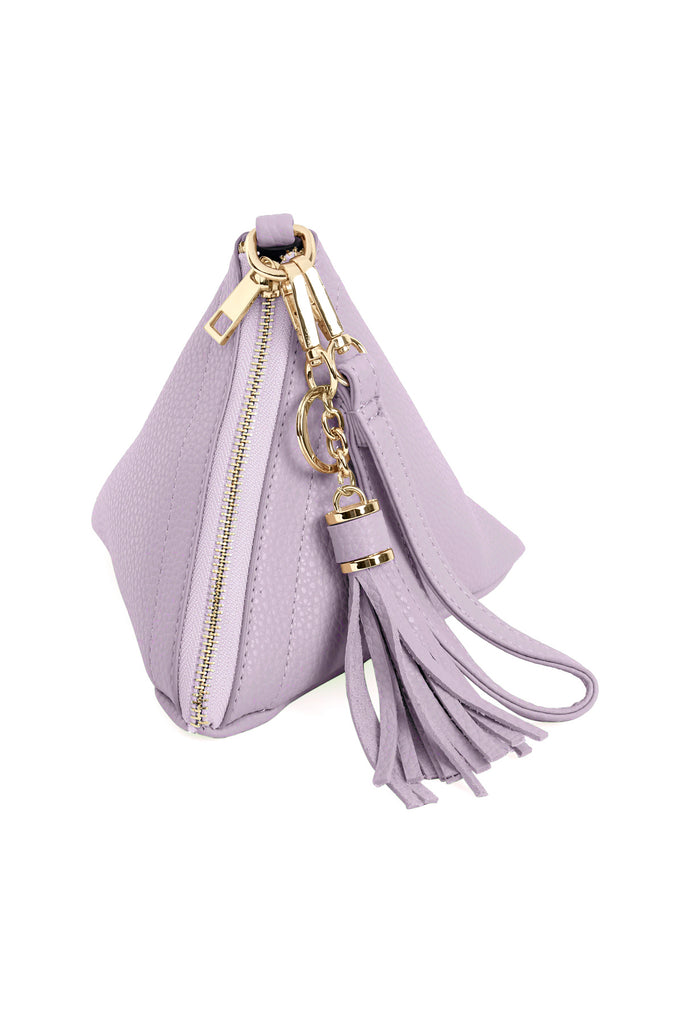 PYRAMID SHAPED LEATHER WRISTLET BAG