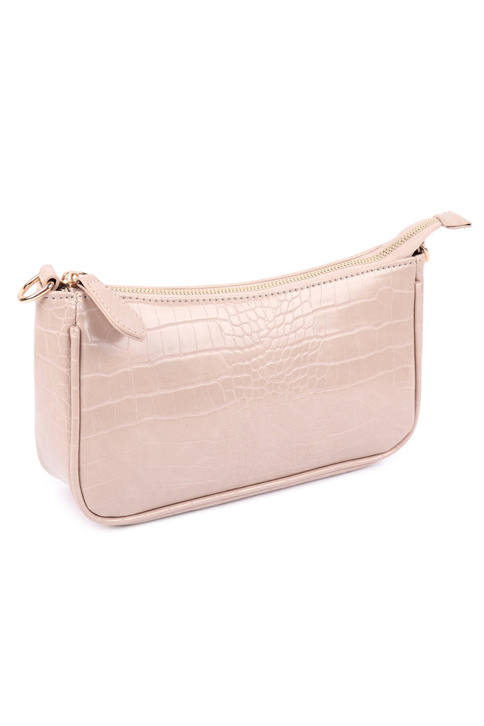 CONVERTIBLE LEATHER CROCODILE TEXTURED SHOLDER BAG, SLING BAG, POUCH