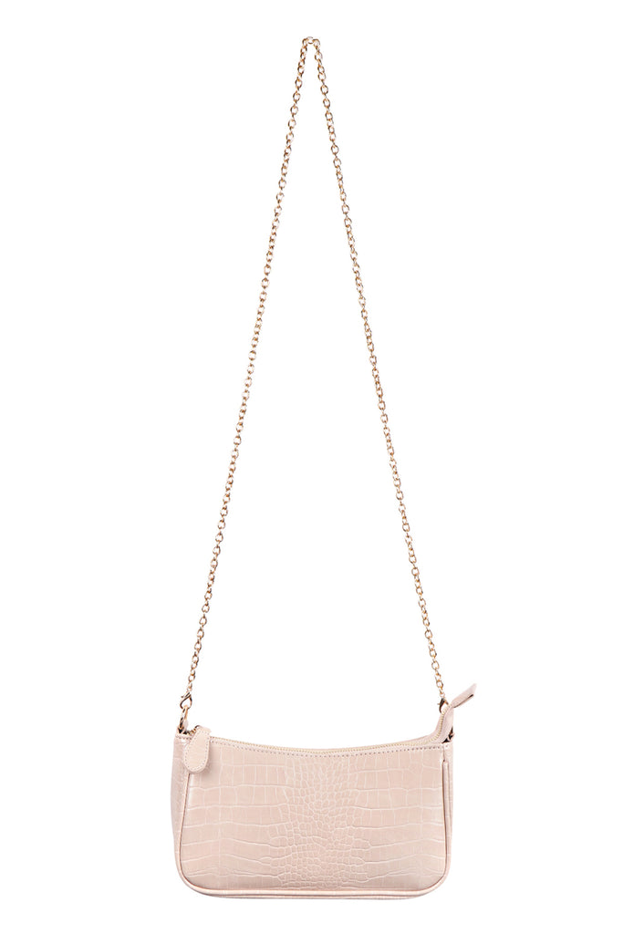 CONVERTIBLE LEATHER CROCODILE TEXTURED SHOLDER BAG, SLING BAG, POUCH