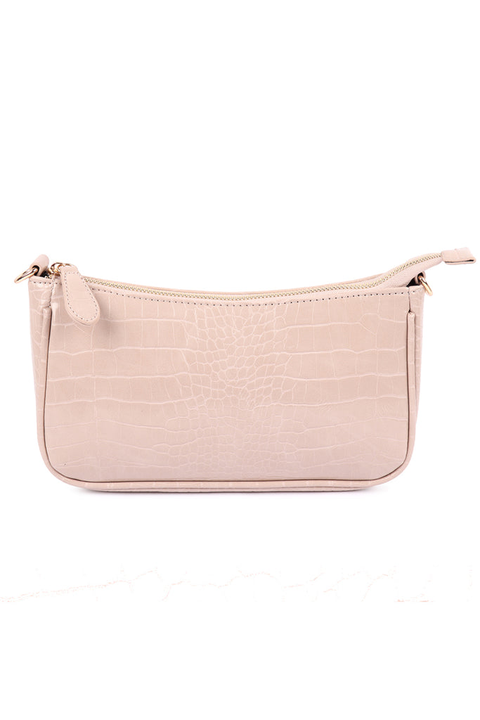 CONVERTIBLE LEATHER CROCODILE TEXTURED SHOLDER BAG, SLING BAG, POUCH