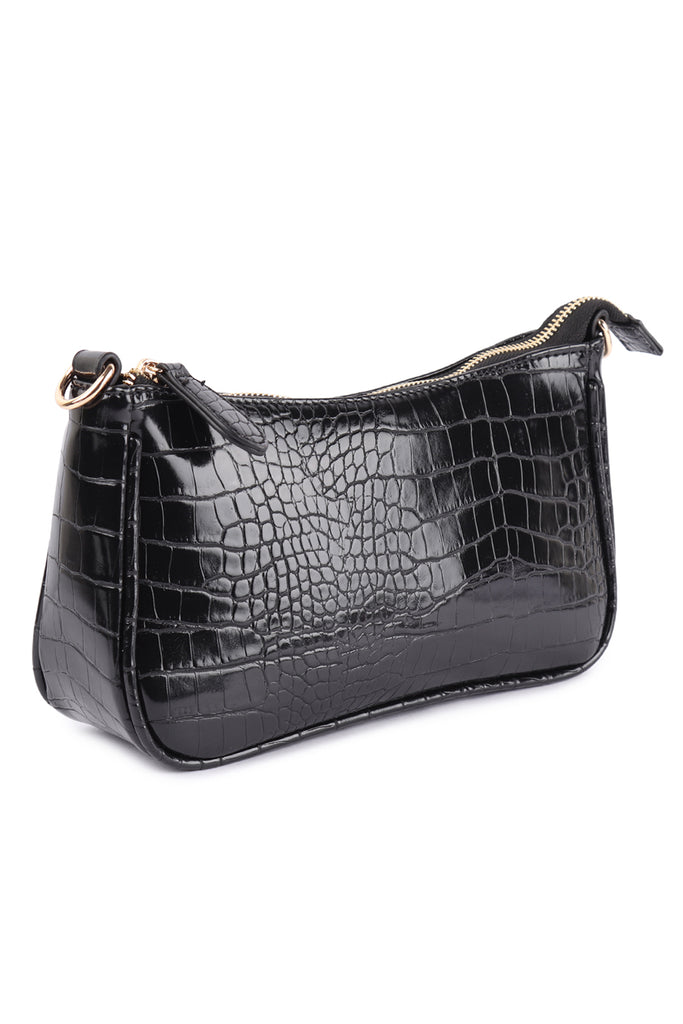 CONVERTIBLE LEATHER CROCODILE TEXTURED SHOLDER BAG, SLING BAG, POUCH