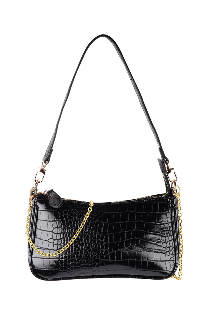 CONVERTIBLE LEATHER CROCODILE TEXTURED SHOLDER BAG, SLING BAG, POUCH