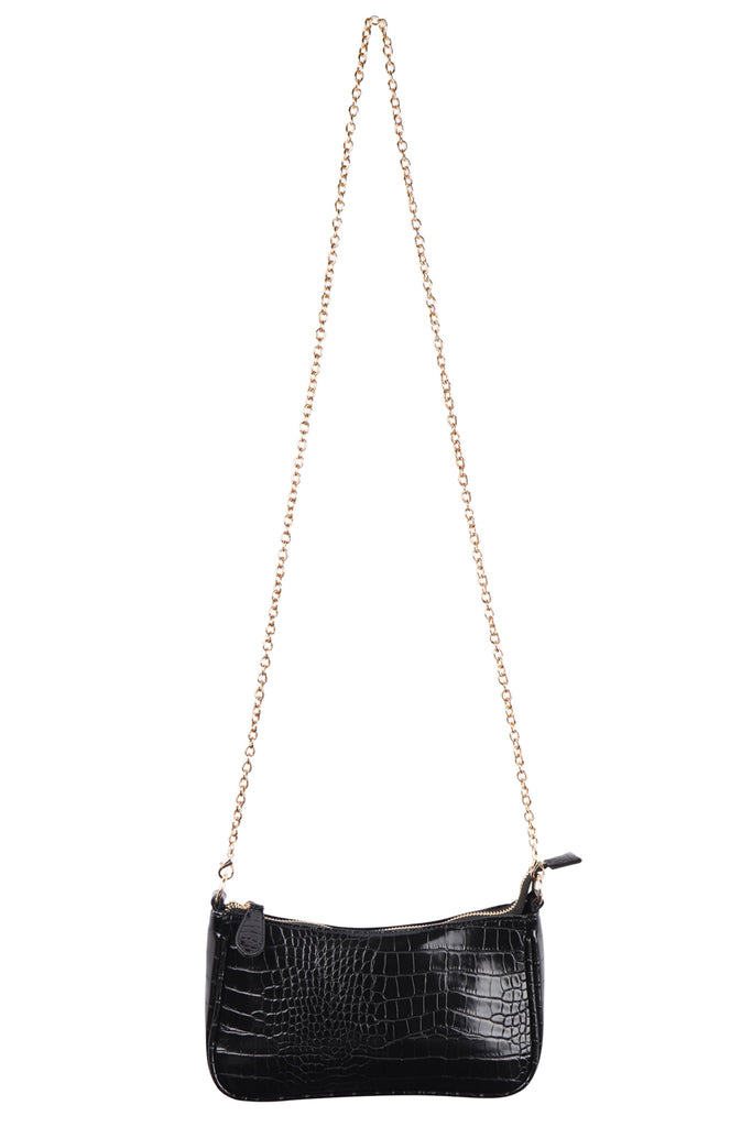 CONVERTIBLE LEATHER CROCODILE TEXTURED SHOLDER BAG, SLING BAG, POUCH