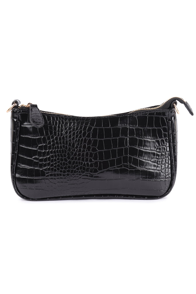 CONVERTIBLE LEATHER CROCODILE TEXTURED SHOLDER BAG, SLING BAG, POUCH