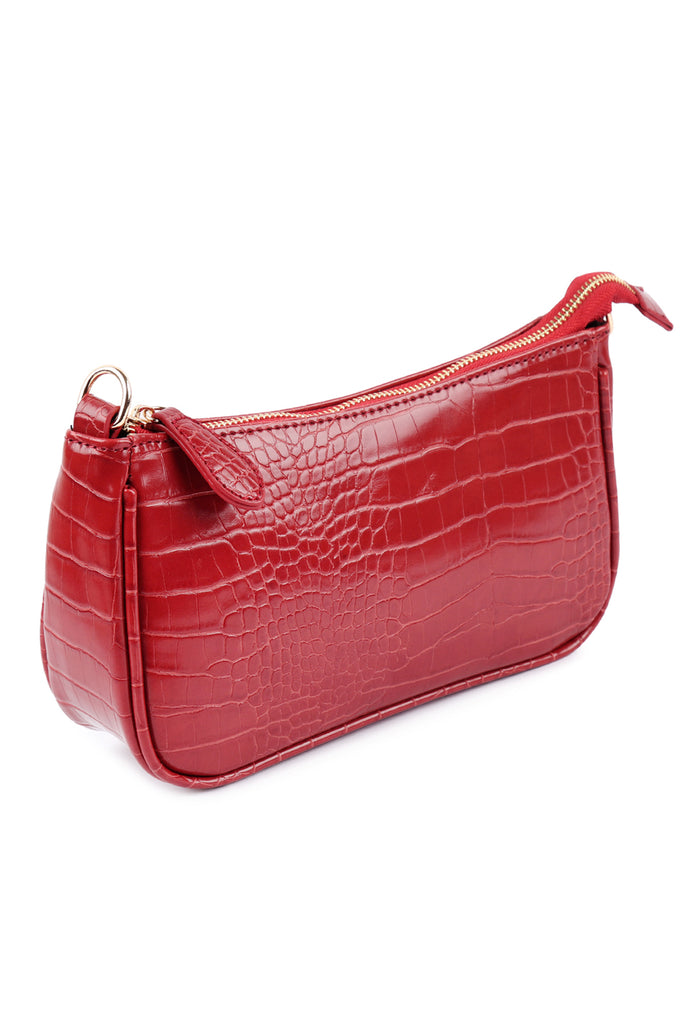 CONVERTIBLE LEATHER CROCODILE TEXTURED SHOLDER BAG, SLING BAG, POUCH