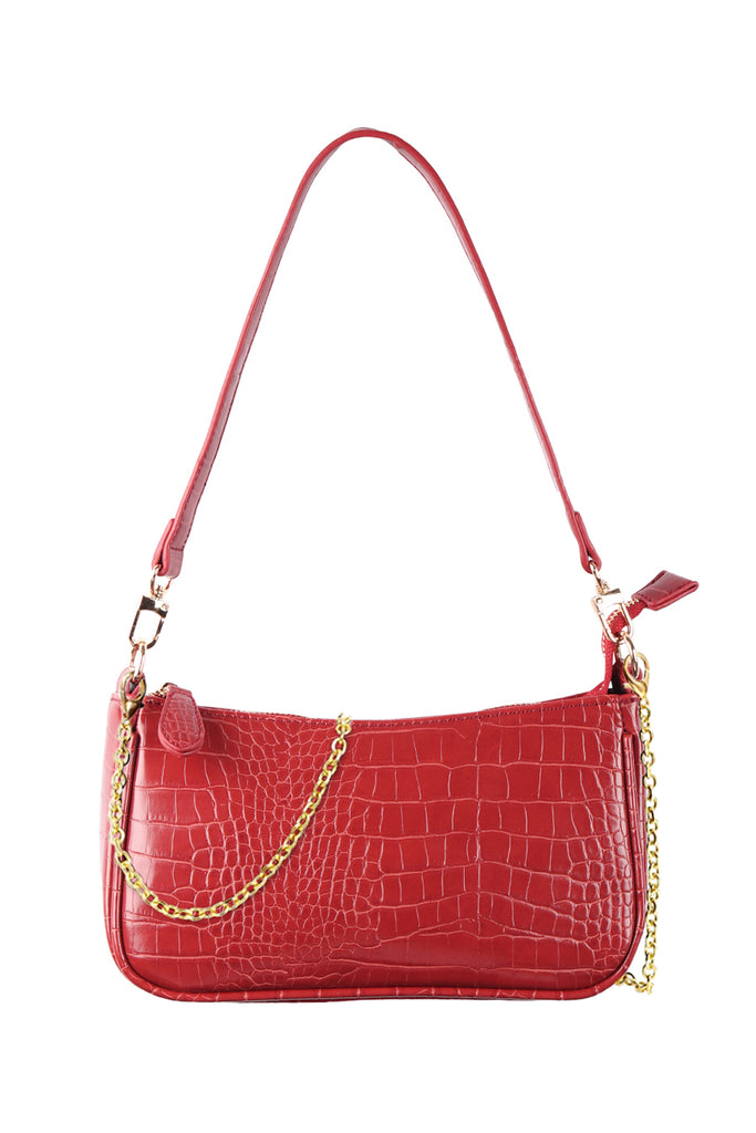 CONVERTIBLE LEATHER CROCODILE TEXTURED SHOLDER BAG, SLING BAG, POUCH