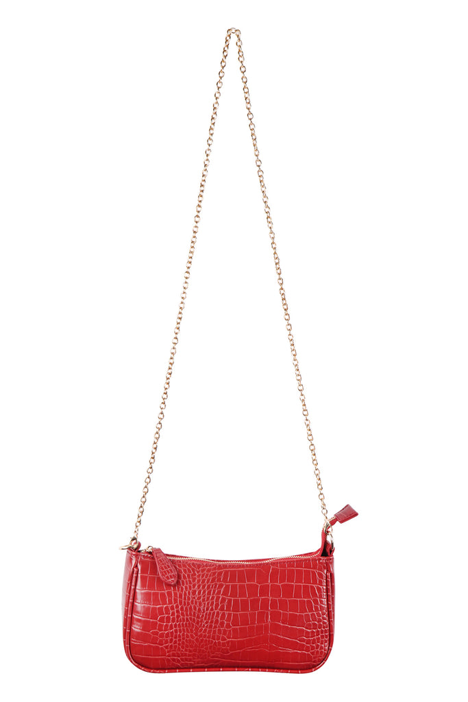 CONVERTIBLE LEATHER CROCODILE TEXTURED SHOLDER BAG, SLING BAG, POUCH