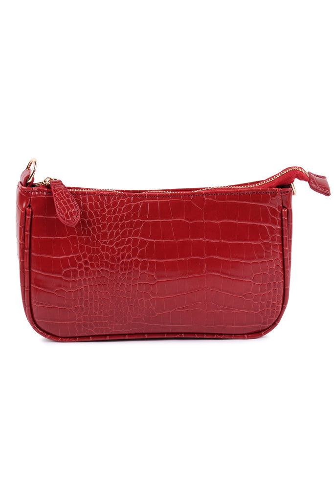 CONVERTIBLE LEATHER CROCODILE TEXTURED SHOLDER BAG, SLING BAG, POUCH