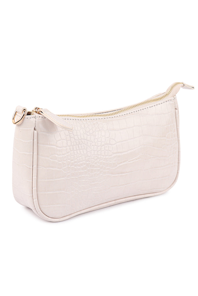 CONVERTIBLE LEATHER CROCODILE TEXTURED SHOLDER BAG, SLING BAG, POUCH