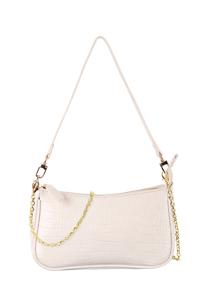 CONVERTIBLE LEATHER CROCODILE TEXTURED SHOLDER BAG, SLING BAG, POUCH