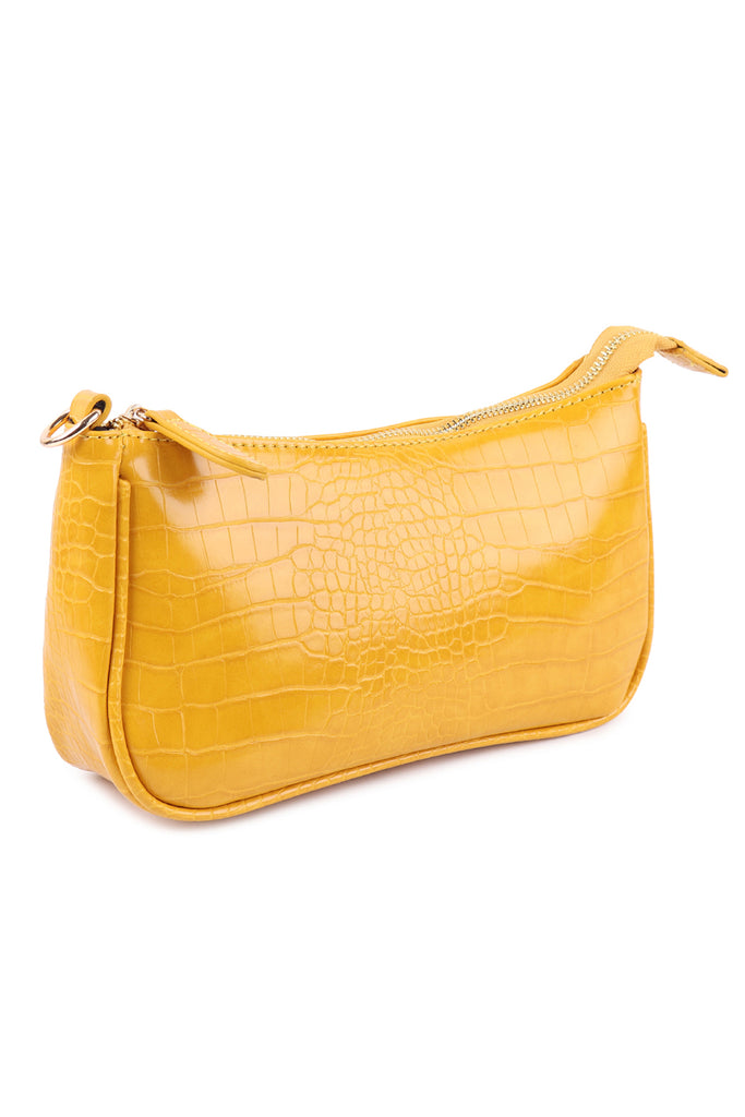 CONVERTIBLE LEATHER CROCODILE TEXTURED SHOLDER BAG, SLING BAG, POUCH