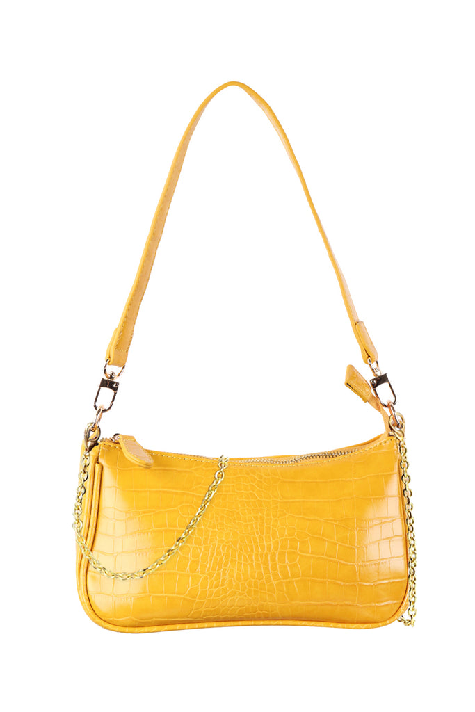 CONVERTIBLE LEATHER CROCODILE TEXTURED SHOLDER BAG, SLING BAG, POUCH