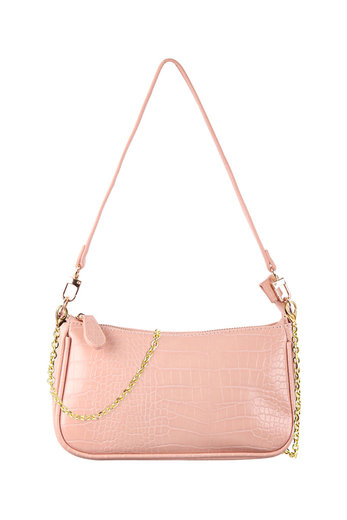 CONVERTIBLE LEATHER CROCODILE TEXTURED SHOLDER BAG, SLING BAG, POUCH