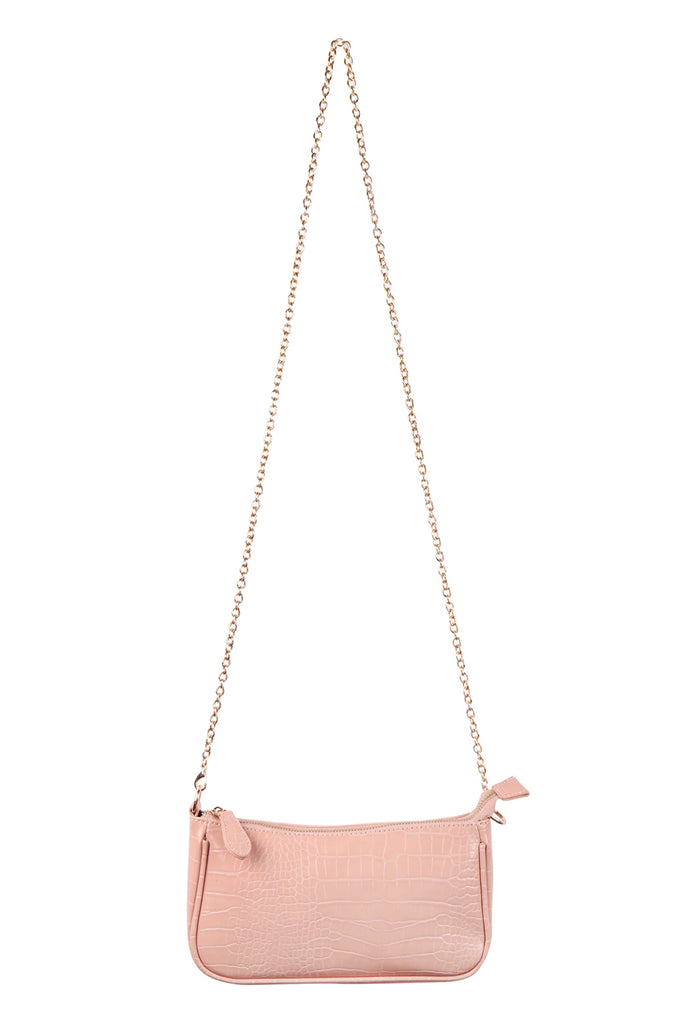 CONVERTIBLE LEATHER CROCODILE TEXTURED SHOLDER BAG, SLING BAG, POUCH