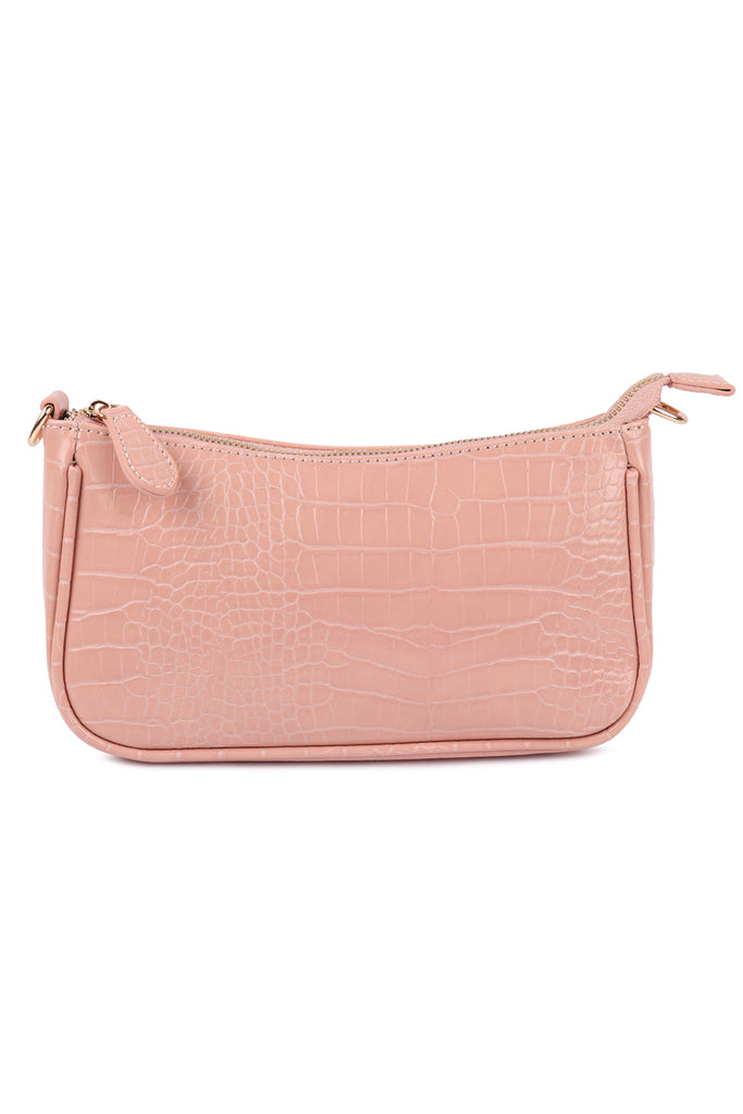 CONVERTIBLE LEATHER CROCODILE TEXTURED SHOLDER BAG, SLING BAG, POUCH