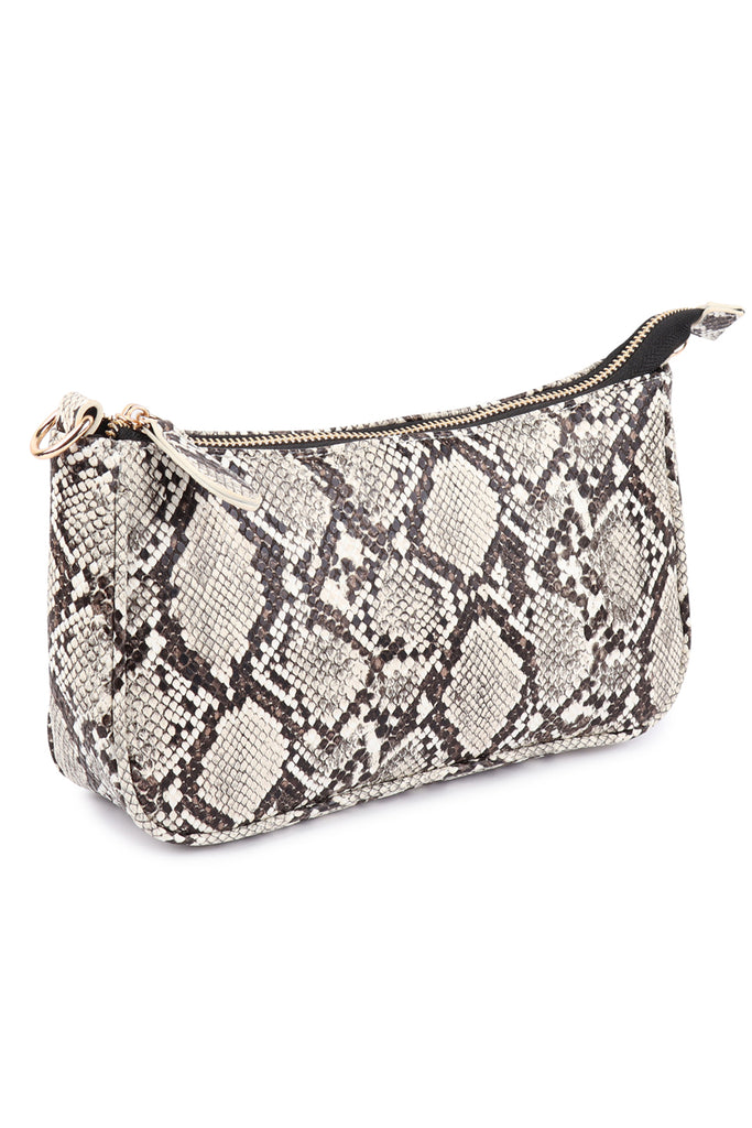 CONVERTIBLE LEATHER CROCODILE TEXTURED SHOLDER BAG, SLING BAG, POUCH