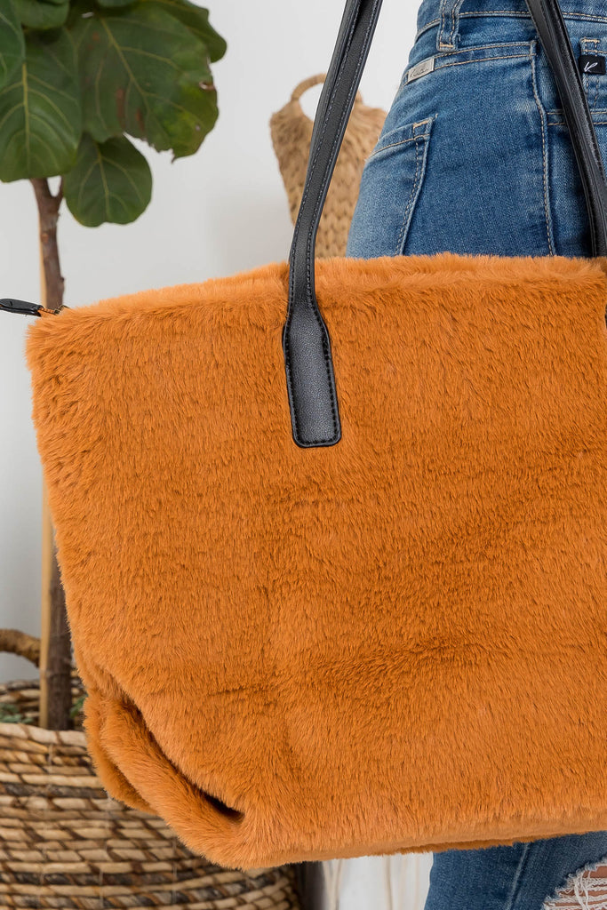 FAUX FUR TOTE BAG