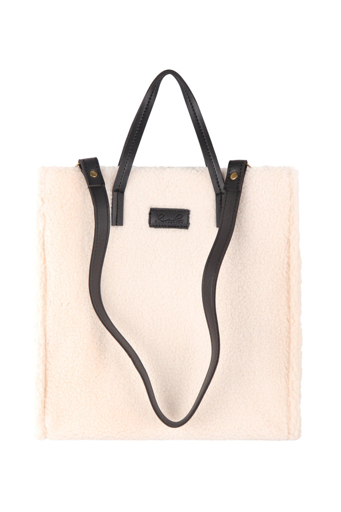 FLEECE FUR TOTE BAG W REMOVABLE STRAP