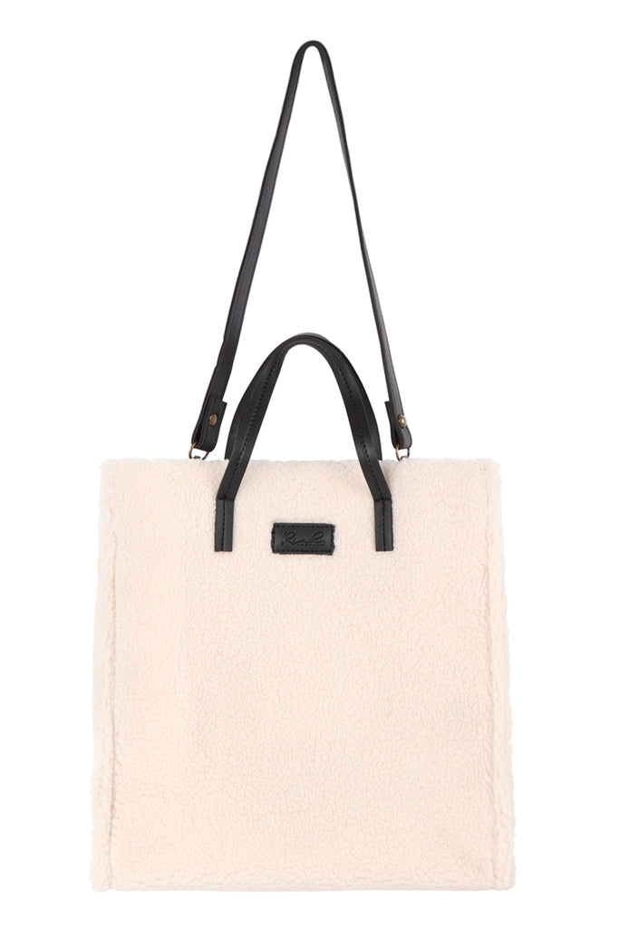 FLEECE FUR TOTE BAG W REMOVABLE STRAP