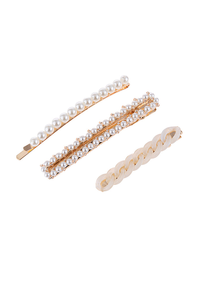 3 PIECE ACRYLIC PEARL HAIR PIN SET