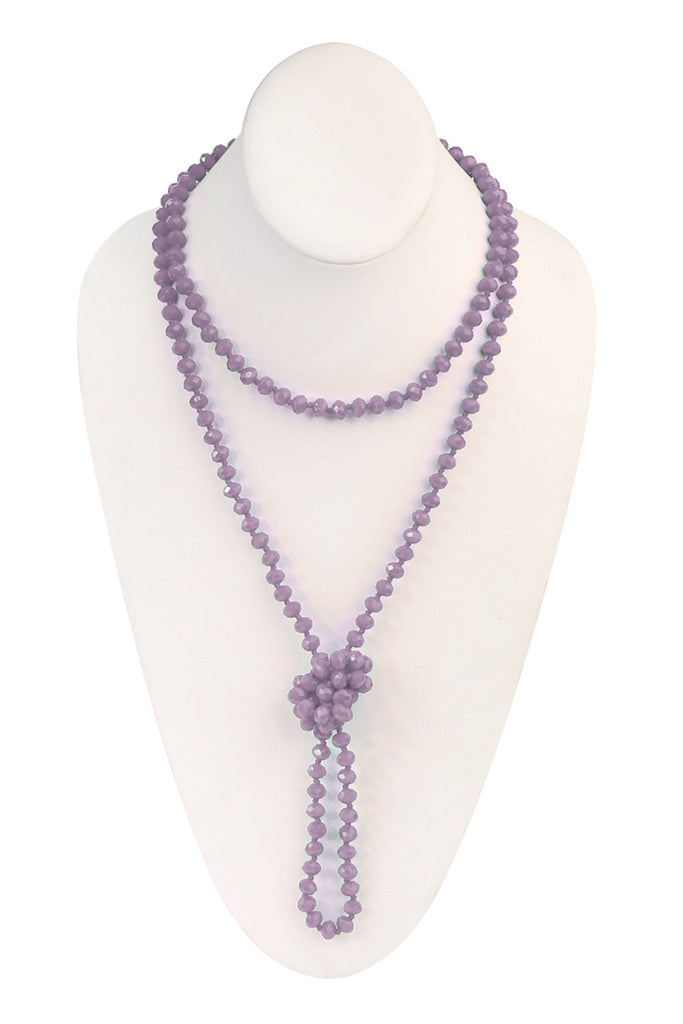 60" LONG KNOTTED GLASS BEADS NECKLACE