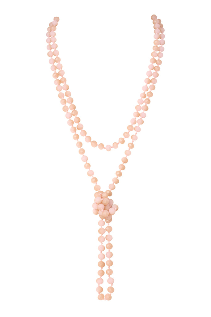 60" LONG KNOTTED GLASS BEADS NECKLACE