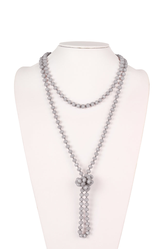 60" LONG KNOTTED GLASS BEADS NECKLACE