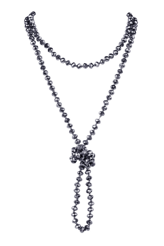60" LONG KNOTTED GLASS BEADS NECKLACE