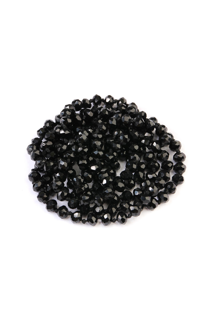 60" LONG KNOTTED GLASS BEADS NECKLACE