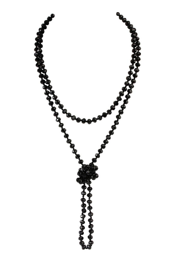 60" LONG KNOTTED GLASS BEADS NECKLACE