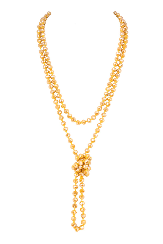 60" LONG KNOTTED GLASS BEADS NECKLACE