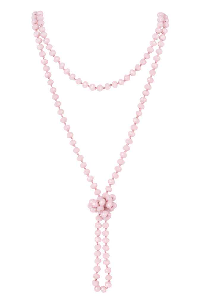 60" LONG KNOTTED GLASS BEADS NECKLACE