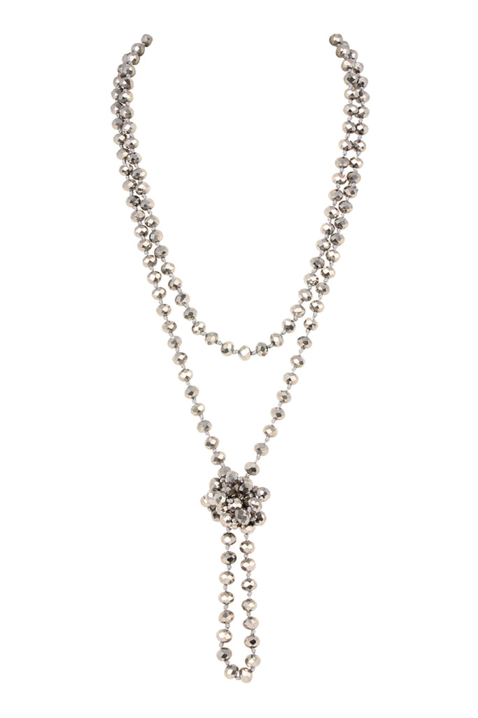 60" LONG KNOTTED GLASS BEADS NECKLACE