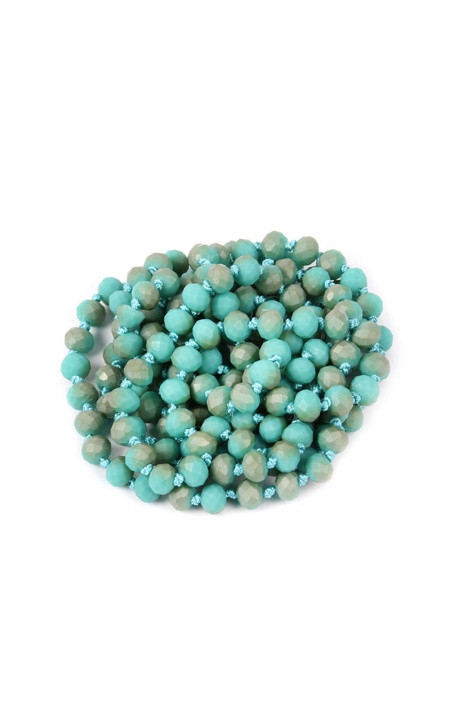 60" LONG KNOTTED GLASS BEADS NECKLACE