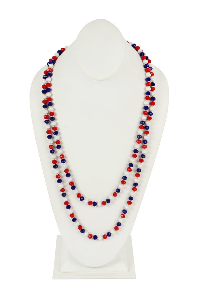 60" LONG KNOTTED GLASS BEADS NECKLACE