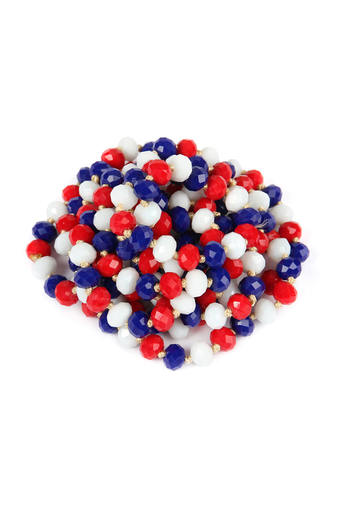 60" LONG KNOTTED GLASS BEADS NECKLACE