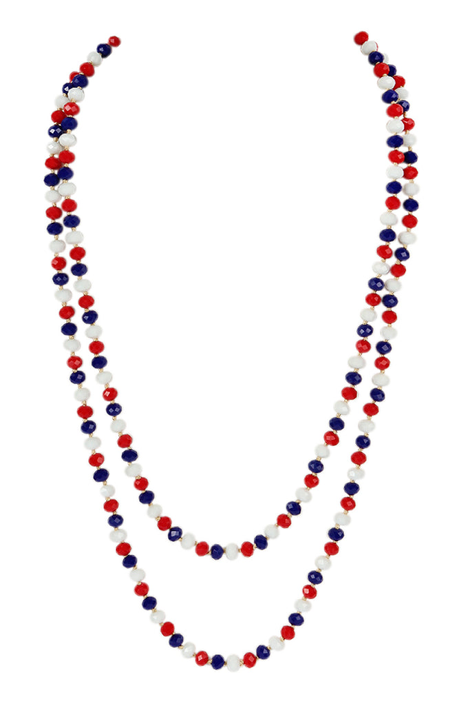 60" LONG KNOTTED GLASS BEADS NECKLACE