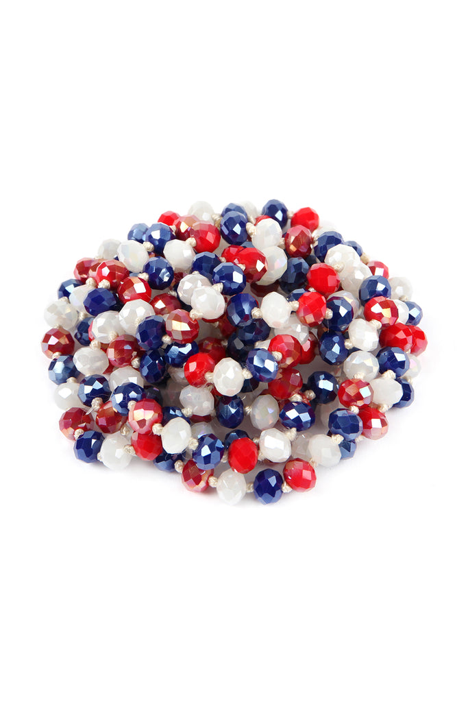 60" LONG KNOTTED GLASS BEADS NECKLACE