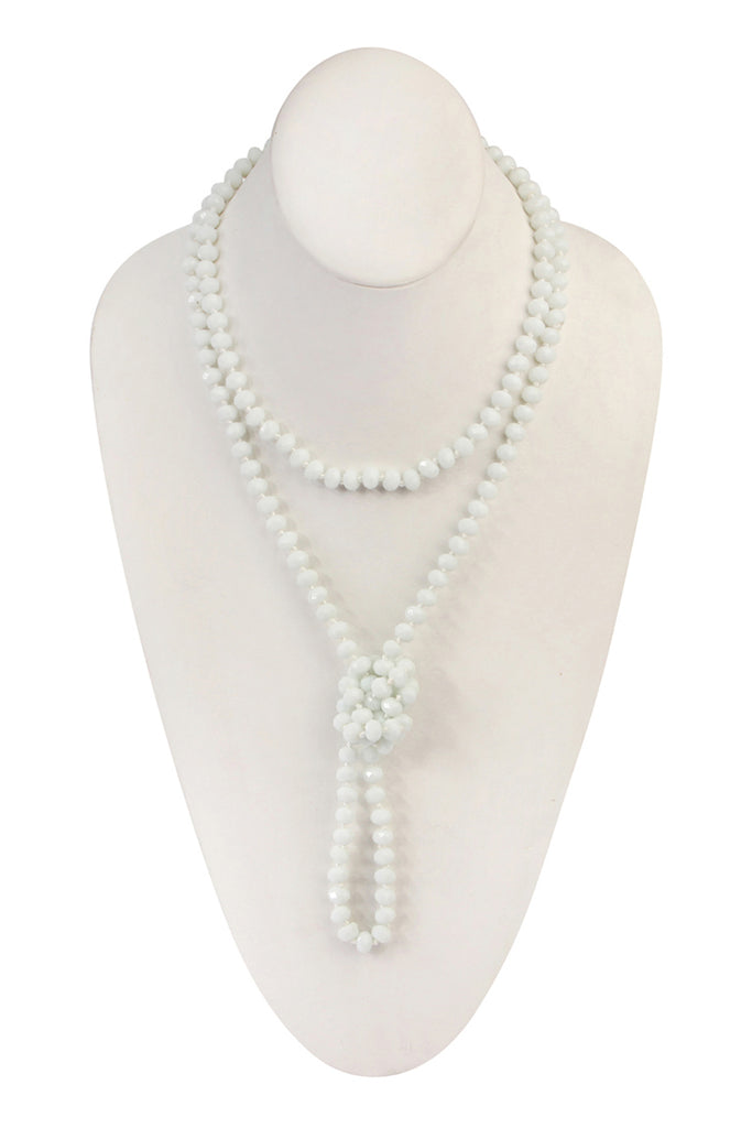 60" LONG KNOTTED GLASS BEADS NECKLACE