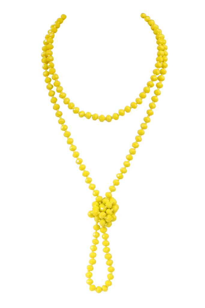 60" LONG KNOTTED GLASS BEADS NECKLACE