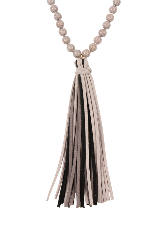 Natural Stone Tassel Pendant Necklace